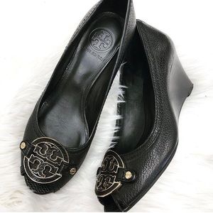 Tory Burch wedged peep toe shoes
